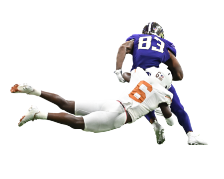 Young athletic football players making amazing plays during a competitive game - Powered by Adobe