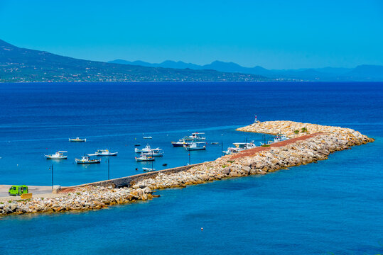 Boats mooring at the port of Koroni in Greece