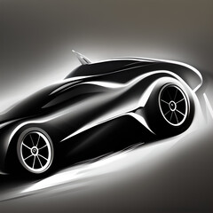 Obraz na płótnie Canvas Prototype concept of a sports car on dark background. Postproduction generative 