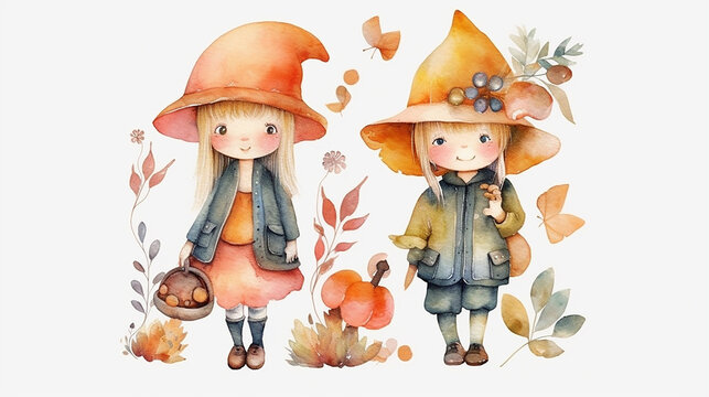 clip art di fatine dei boschi, dolci ed eleganti, scontornabili per fumetti, libri o altro creata con intelligenza artificiale