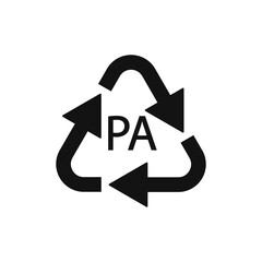 Plastic recycling symbol PA polyamide, vector illustration