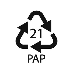 Paper recycling symbol PAP 21 other mixed paper. Vector illustration