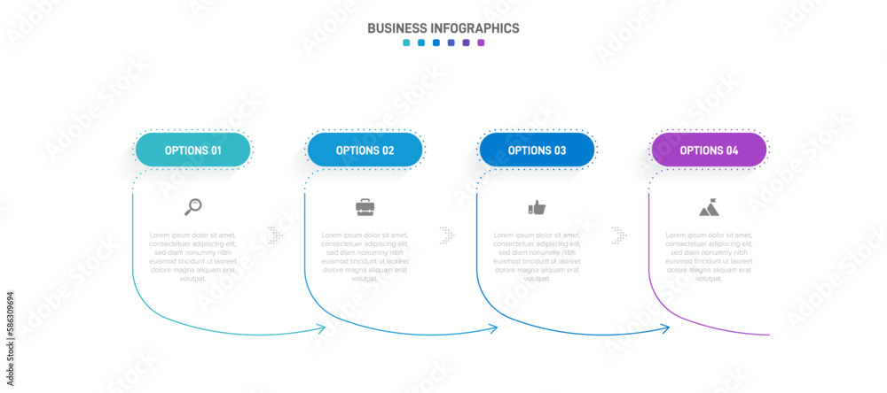 Poster timeline infographic with infochart. modern presentation template with 4 spets for business process.