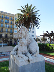 Lion sculpture in San Sebastian Gardens North Spain    