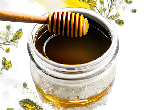 Honey in a jar with dipper Generative Art