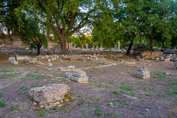 Sunset view of Archaeological Site of Olympia in Greece