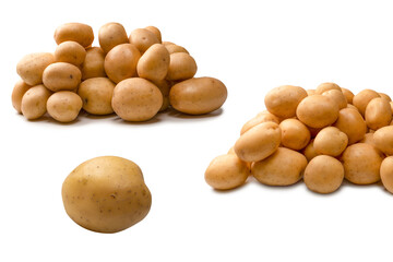Fototapeta na wymiar A group of fresh tasty potato isolated on white background.