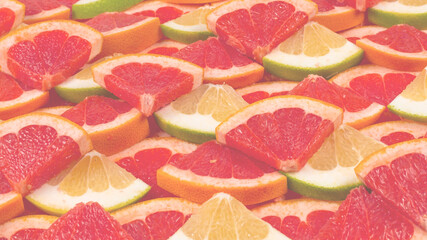 Pomelo and grapefruit slices background.