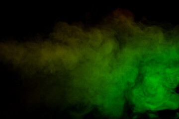 Red and green steam on a black background.
