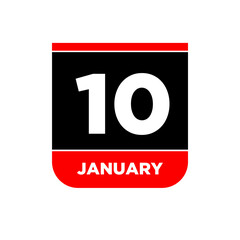 10 January vector calendar vector icon. 10 Jan card.
