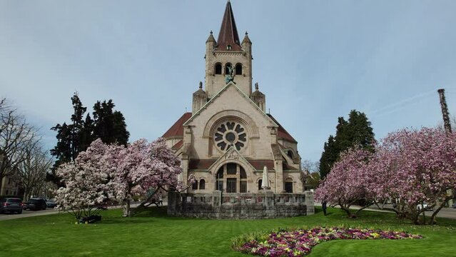 Paulus Church in Basel by drone