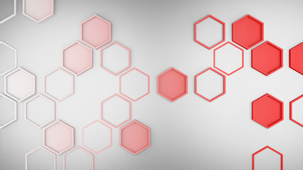 Hexagonal background with red hexagons, abstract futuristic geometric backdrop or wallpaper with copy space for text