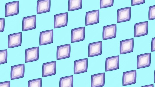 Purple rhombus shapes pattern. Light blue background. Seamless expanding motion of geometric elements. Simple loop animation in cartoon pencil sketch style for banner, presentation, event promo video