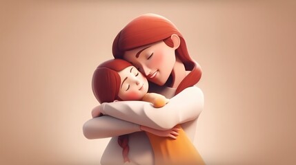 Mother's day, mother and daughter hugging, generative ai