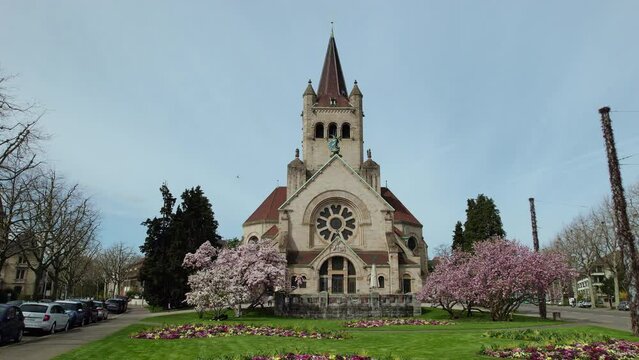 Paulus Church in Basel by drone