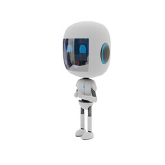 3D Mascot Robot AI Graphic on Transparent Background