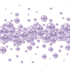 Scattered floating colored spheres on a vibrant background - 3D render. Purple color balls. e