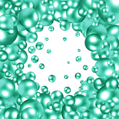 Green pearl balls. Frame. Pearls. Abstract illustration. eps 10