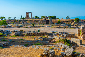 View of Ancient Corinth archaeological site in Greece