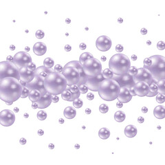 Scattered floating colored spheres on a vibrant background - 3D render. Purple color balls. eps 10