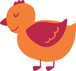 Easter chicken icon in flat cartoon style - vector illustration
