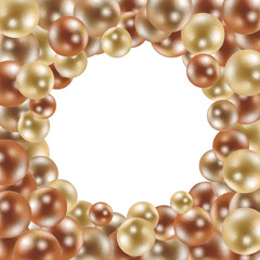 Colored pearls. Abstract vector background. Gold balls. 