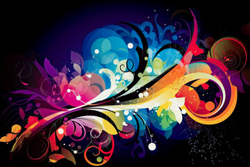 Abstract vector background with colorful swirls. - Generative Ai -  Modern, contemporary, creative, digital, rainbow.