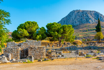 View of Ancient Corinth archaeological site in Greece