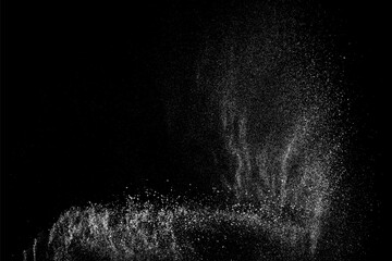 Distressed white grainy texture. Dust overlay textured. Grain noise particles. Rusted black background. Vector illustration. EPS 10.  