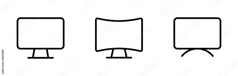 Aufkleber monitor icon. line, glyph and filled outline colorful version, monitor display screen outline and fi