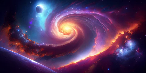 Foto op Plexiglas space galaxy background, Galaxy background, Starry cosmic nebula and deep space universe galaxies. © Ihsan