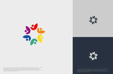 Obraz na płótnie Canvas abstract global crown people colorful logo minimalist style illustration. Teamwork symbol.