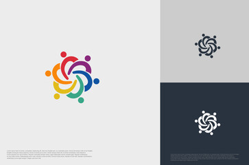 Fototapeta na wymiar abstract global crown people colorful logo minimalist style illustration. Teamwork symbol.