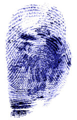 Blue fingerprint isolated on a white background