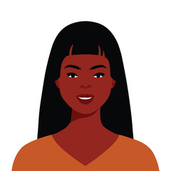 Modern black woman in elegant vector portrait