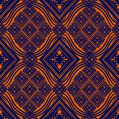 Ikat geometric folklore ornament, Tribal ethnic texture. Seamless striped pattern in Aztec style, Figure tribal embroidery, Scandinavian, Ikat pattern