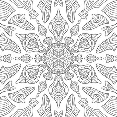 Zentangle abstract lineart for coloring or illustration design.