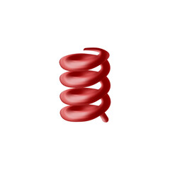 Steel spring with plastic coating, realistic illustration isolated.