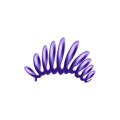 Obraz premium Extended plastic or rubber spring 3D object. Purple rubber spiral wire cord, telephone like, realistic 3D model.