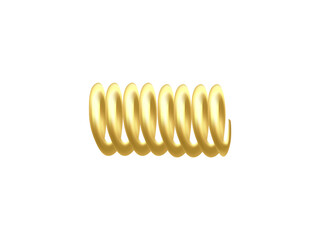 Template of twisted spiral golden spring, realistic illustration isolated.