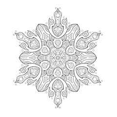 Fototapeta premium Black and white mandala vector for coloring book and design template.