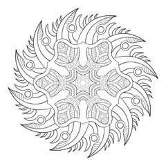 Spike flower mandala. Simple design for coloring.