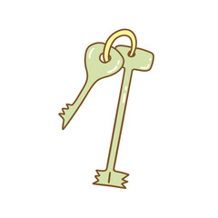 Bunch of keys. Colorful vector isolated illustration hand drawn doodle with contour. Concept of privacy, security and protection