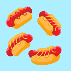 Collection of Hotdogs with Sauce and Mustard