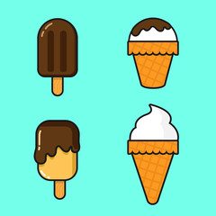 Set of Flat Ice Cream Illustrations
