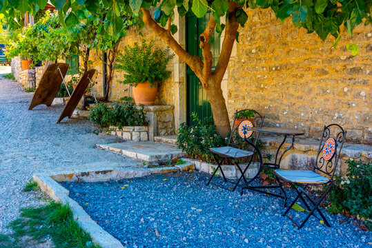 Old houses in Greek village Old perithia at island Corfu