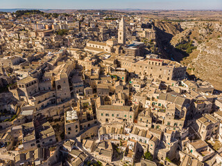 Aerial picture. Matera - spectacular canyon town