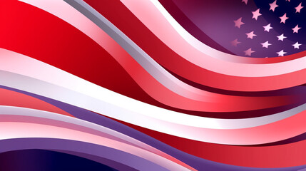 Generative ai. American Flag Wave Abstract background for Memorial Day or 4th of July