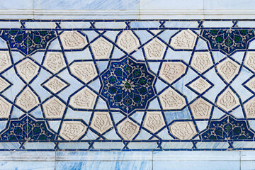 The Bibi-Khanym Mosque part of colorful mosaic , Samarkand, Uzbekistan