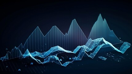 Blue neon illustration of stock market graph